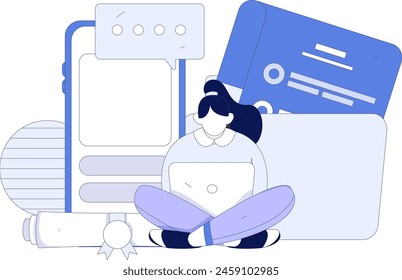 Flat vector illustration of business people operating work scene
