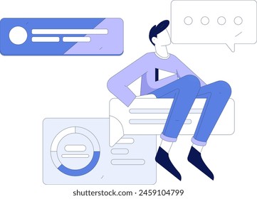Flat vector illustration of business people operating work scene
