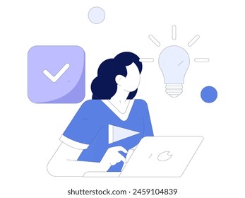 Flat vector illustration of business people operating work scene
