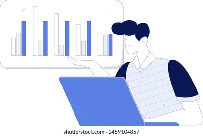 Flat vector illustration of business people operating work scene
