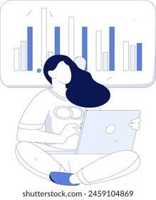 Flat vector illustration of business people operating work scene
