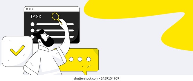 Flat vector illustration of business people operating work scene
