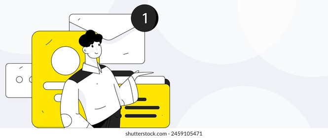 Flat vector illustration of business people operating work scene
