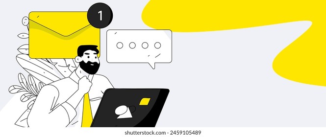 Ilustración vectorial plana de la gente de negocios que opera la escena de trabajo
