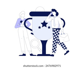 Flat vector illustration of business people operating work scene
