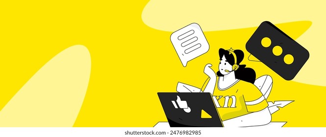 Flat vector illustration of business people operating work scene
