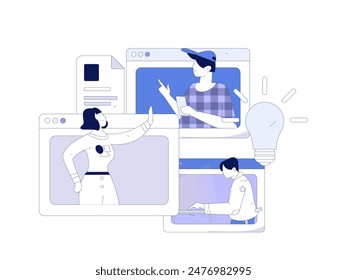 Flat vector illustration of business people operating work scene
