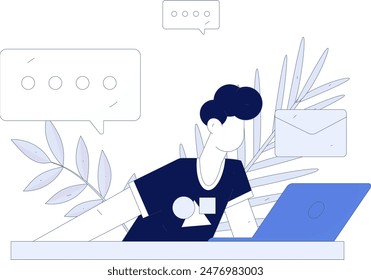 Flat vector illustration of business people operating work scene
