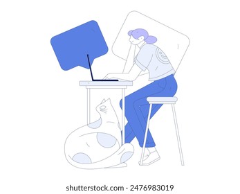 Flat vector illustration of business people operating work scene
