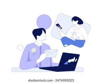 Flat vector illustration of business people operating work scene
