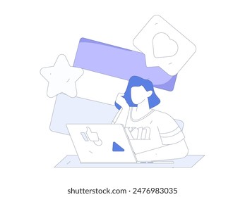 Flat vector illustration of business people operating work scene
