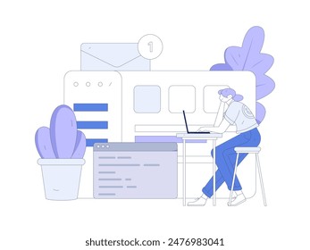 Flat vector illustration of business people operating work scene
