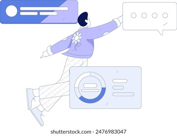 Flat vector illustration of business people operating work scene
