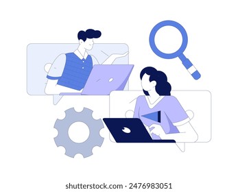 Flat vector illustration of business people operating work scene
