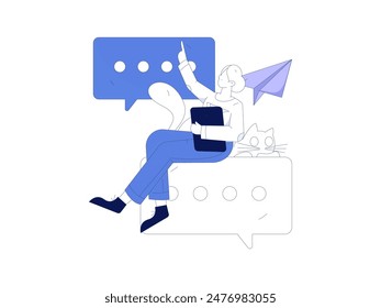 Flat vector illustration of business people operating work scene
