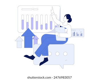 Ilustración vectorial plana de la gente de negocios que opera la escena de trabajo
