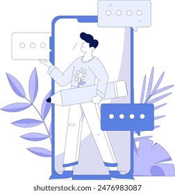 Flat vector illustration of business people operating work scene
