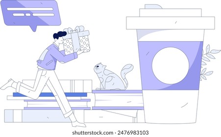 Flat vector illustration of business people operating work scene
