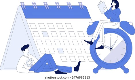 Flat vector illustration of business people operating work scene
