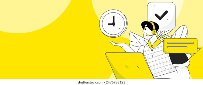 Flache Vektorillustration von Geschäftsleuten, die Arbeitsszene betreiben

