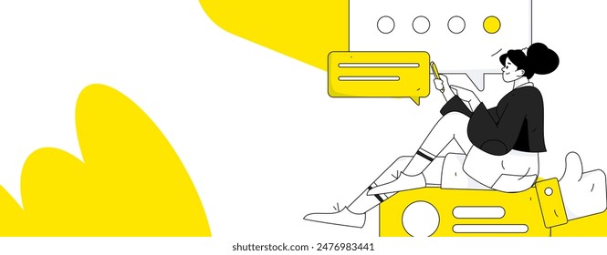 Ilustración vectorial plana de la gente de negocios que opera la escena de trabajo
