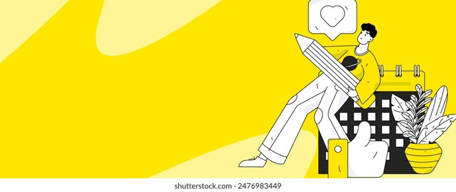 Flat vector illustration of business people operating work scene
