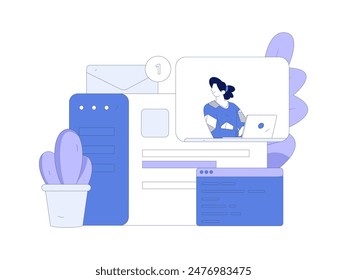 Flat vector illustration of business people operating work scene
