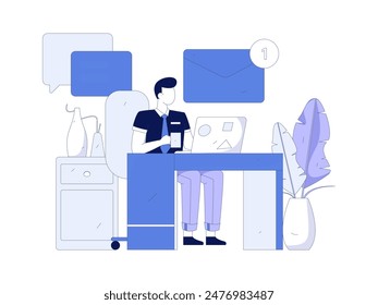 Flat vector illustration of business people operating work scene
