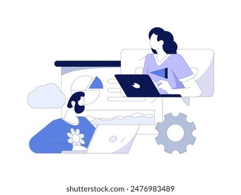 Flat vector illustration of business people operating work scene
