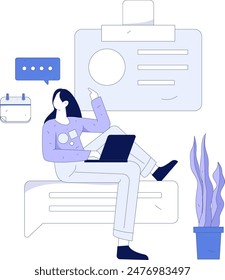 Flat vector illustration of business people operating work scene
