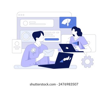 Flat vector illustration of business people operating work scene
