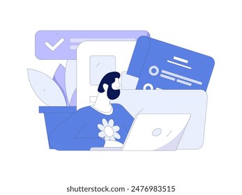 Flat vector illustration of business people operating work scene
