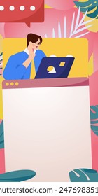 Flat vector illustration of business people operating work scene
