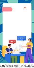 Flat vector illustration of business people operating work scene
