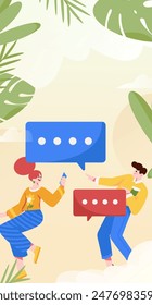 Flat vector illustration of business people operating work scene
