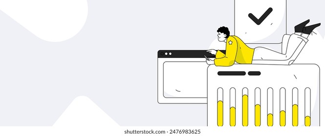 Flat vector illustration of business people operating work scene
