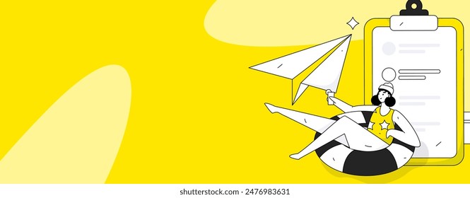 Flat vector illustration of business people operating work scene
