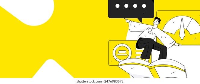 Ilustración vectorial plana de la gente de negocios que opera la escena de trabajo
