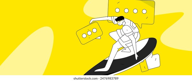 Flat vector illustration of business people operating work scene
