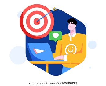 Flat vector illustration of business people operating work scene

