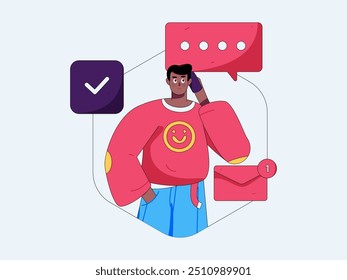 Flat vector illustration of business people operating work scene
