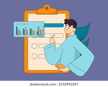 Ilustração de vetor plano de pessoas de negócios que operam a cena de trabalho

