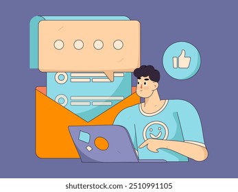 Ilustración vectorial plana de gente de negocios que opera la escena de trabajo
