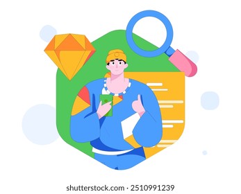 Flat vector illustration of business people operating work scene
