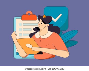 Flat vector illustration of business people operating work scene
