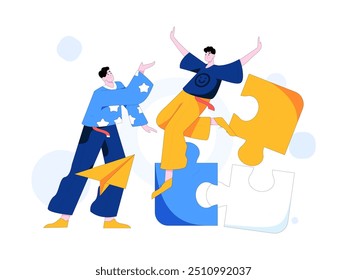 Flat vector illustration of business people operating work scene
