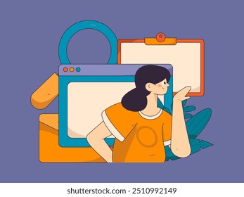 Ilustração de vetor plano de pessoas de negócios que operam a cena de trabalho
