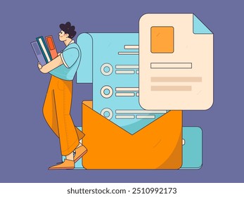 Ilustración vectorial plana de gente de negocios que opera la escena de trabajo
