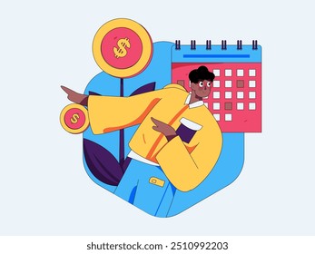 Flat vector illustration of business people operating work scene
