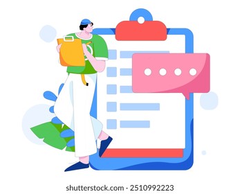 Flat vector illustration of business people operating work scene
